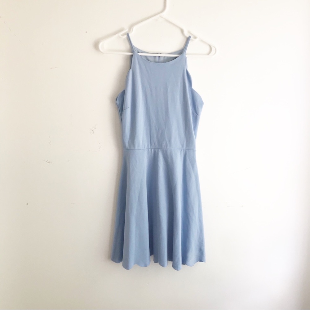 Aqua Scalloped Baby Blue Dress